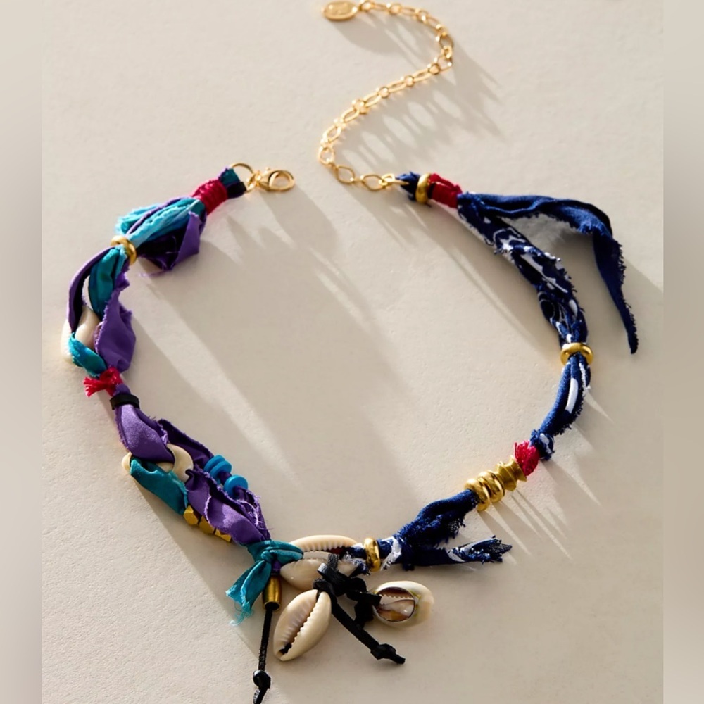 Free People Ariana Ost “Alpha Choker” • Shell Boho Bandana Choker • NWT